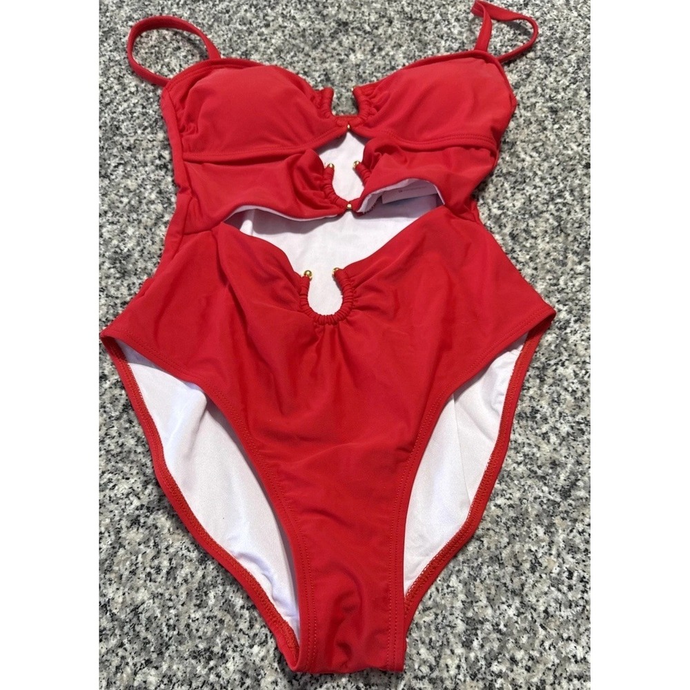 Eomenie Women's Red Ride The Beauty Sz S One Piece Bathing Suit - Picture 3 of 9